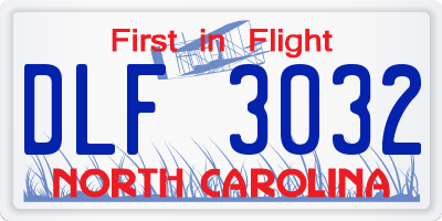 NC license plate DLF3032