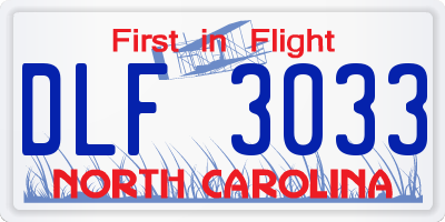 NC license plate DLF3033