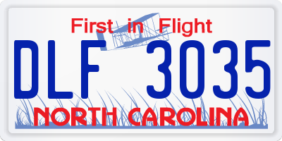 NC license plate DLF3035