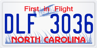 NC license plate DLF3036