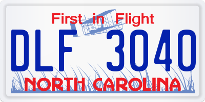 NC license plate DLF3040