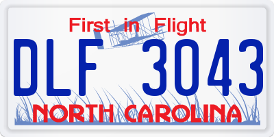 NC license plate DLF3043