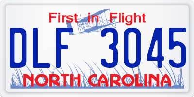NC license plate DLF3045