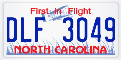 NC license plate DLF3049