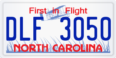 NC license plate DLF3050