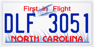 NC license plate DLF3051