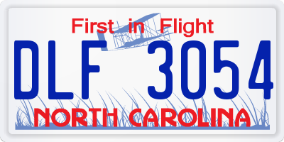 NC license plate DLF3054
