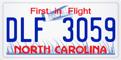 NC license plate DLF3059