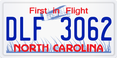 NC license plate DLF3062