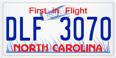 NC license plate DLF3070