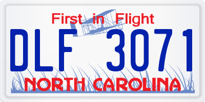 NC license plate DLF3071