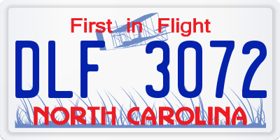 NC license plate DLF3072