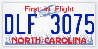 NC license plate DLF3075