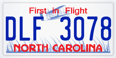 NC license plate DLF3078