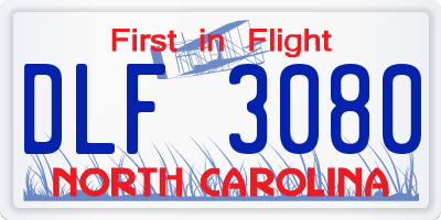 NC license plate DLF3080