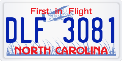 NC license plate DLF3081
