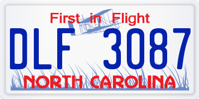 NC license plate DLF3087