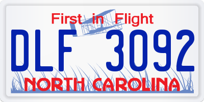 NC license plate DLF3092
