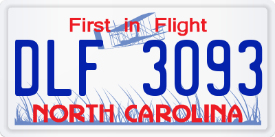 NC license plate DLF3093