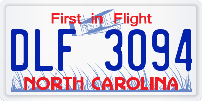 NC license plate DLF3094