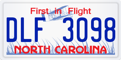 NC license plate DLF3098