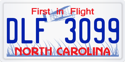 NC license plate DLF3099