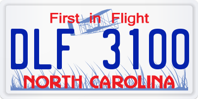 NC license plate DLF3100
