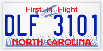 NC license plate DLF3101