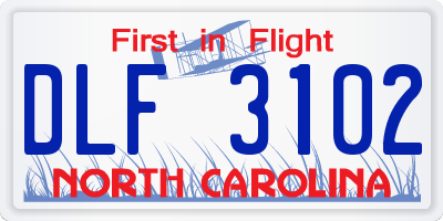 NC license plate DLF3102