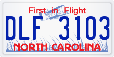 NC license plate DLF3103