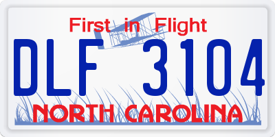 NC license plate DLF3104