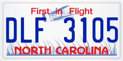 NC license plate DLF3105