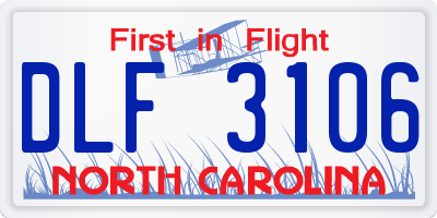 NC license plate DLF3106
