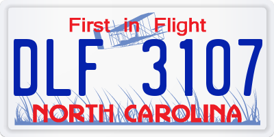 NC license plate DLF3107