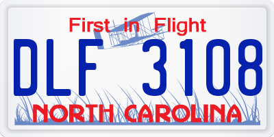 NC license plate DLF3108