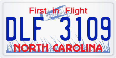 NC license plate DLF3109