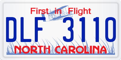 NC license plate DLF3110