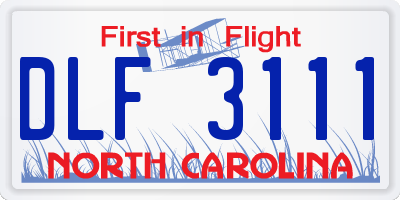 NC license plate DLF3111