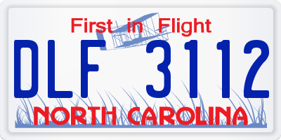 NC license plate DLF3112