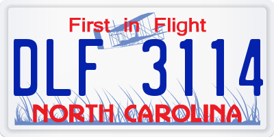 NC license plate DLF3114