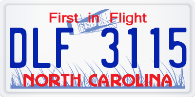 NC license plate DLF3115