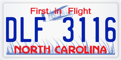 NC license plate DLF3116