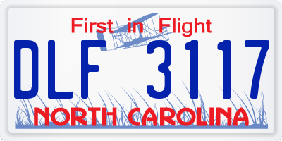 NC license plate DLF3117