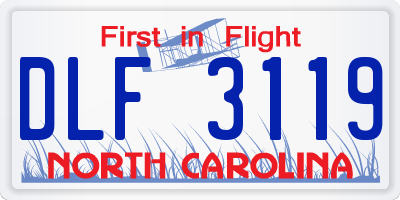 NC license plate DLF3119