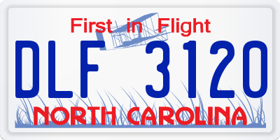 NC license plate DLF3120