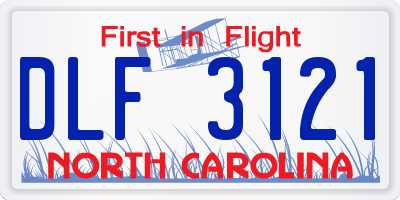 NC license plate DLF3121