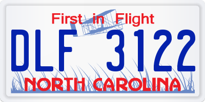 NC license plate DLF3122