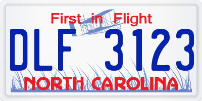 NC license plate DLF3123