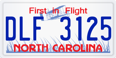NC license plate DLF3125