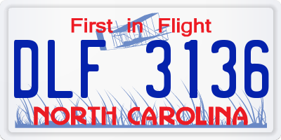 NC license plate DLF3136